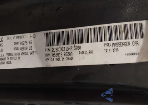 2013 Dodge Charger R/T из США, поврежденный, VIN 2C3CDXCT1DH715780